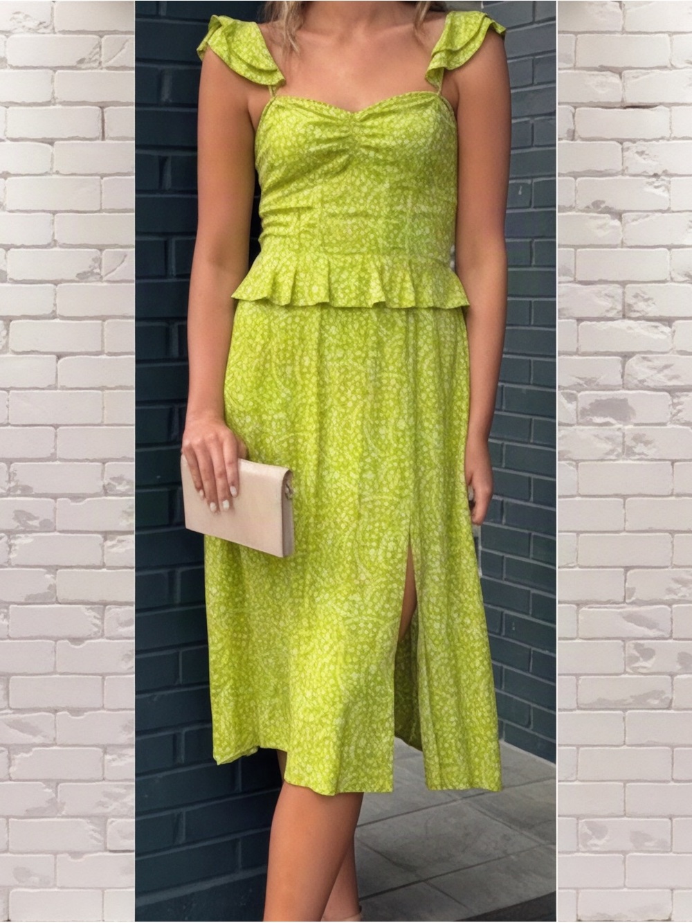Band of the Free Green Floral Midi Dress